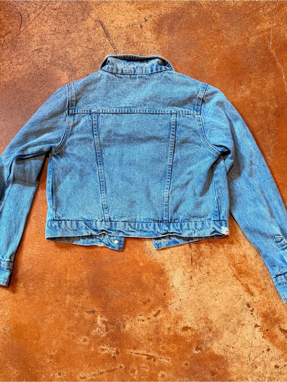 7 For All Mankind Light Blue Distressed Denim Jacket - Picture 5 of 14